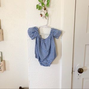 Over the shoulder blue romper